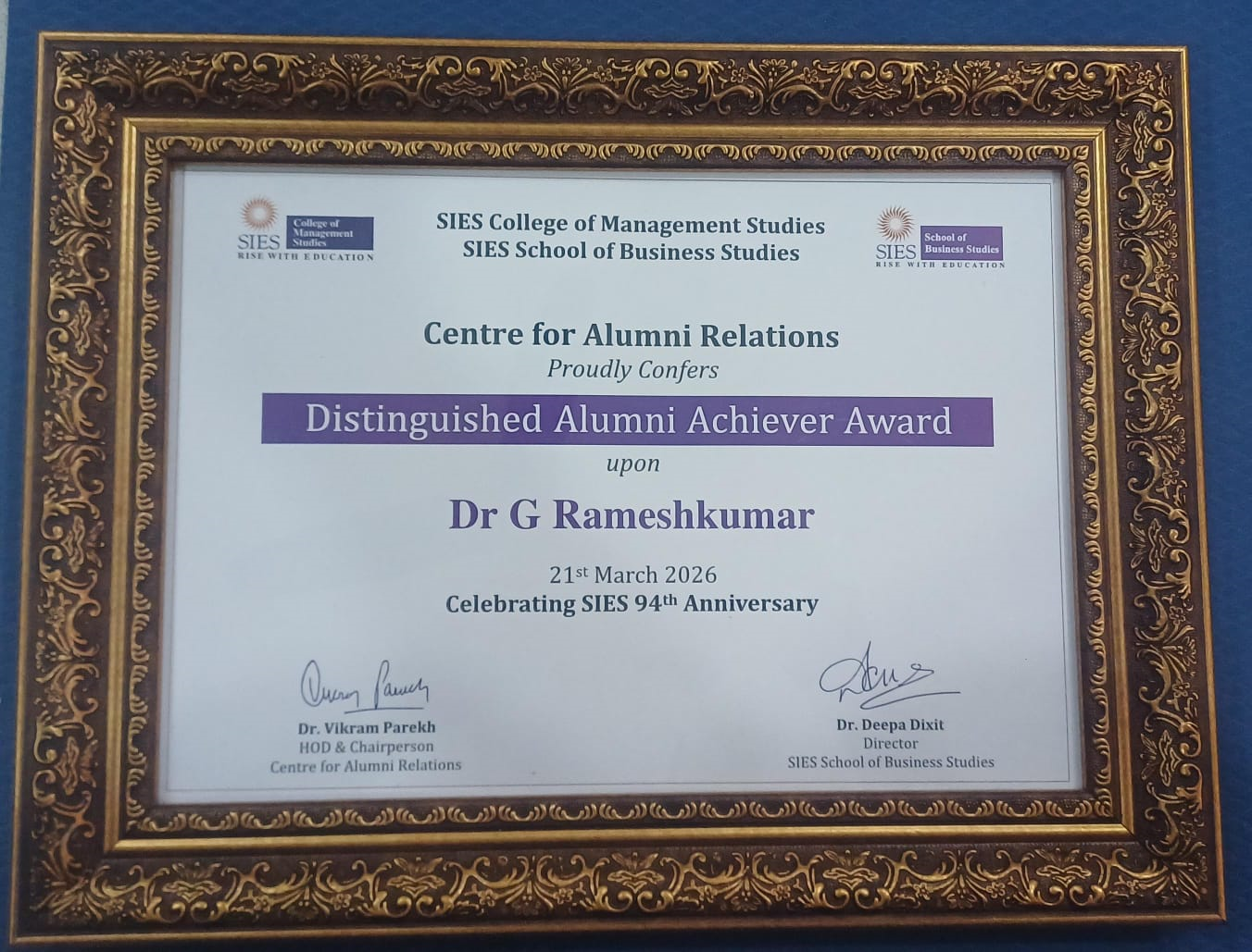 Distinguished Alumni Achiever Award